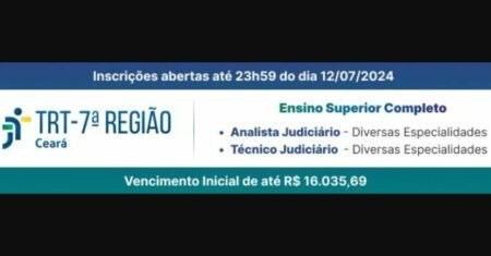 Concurso público TRT CE 2024: Vagas abertas para Técnicos e Analistas Judiciários com salários atrativos