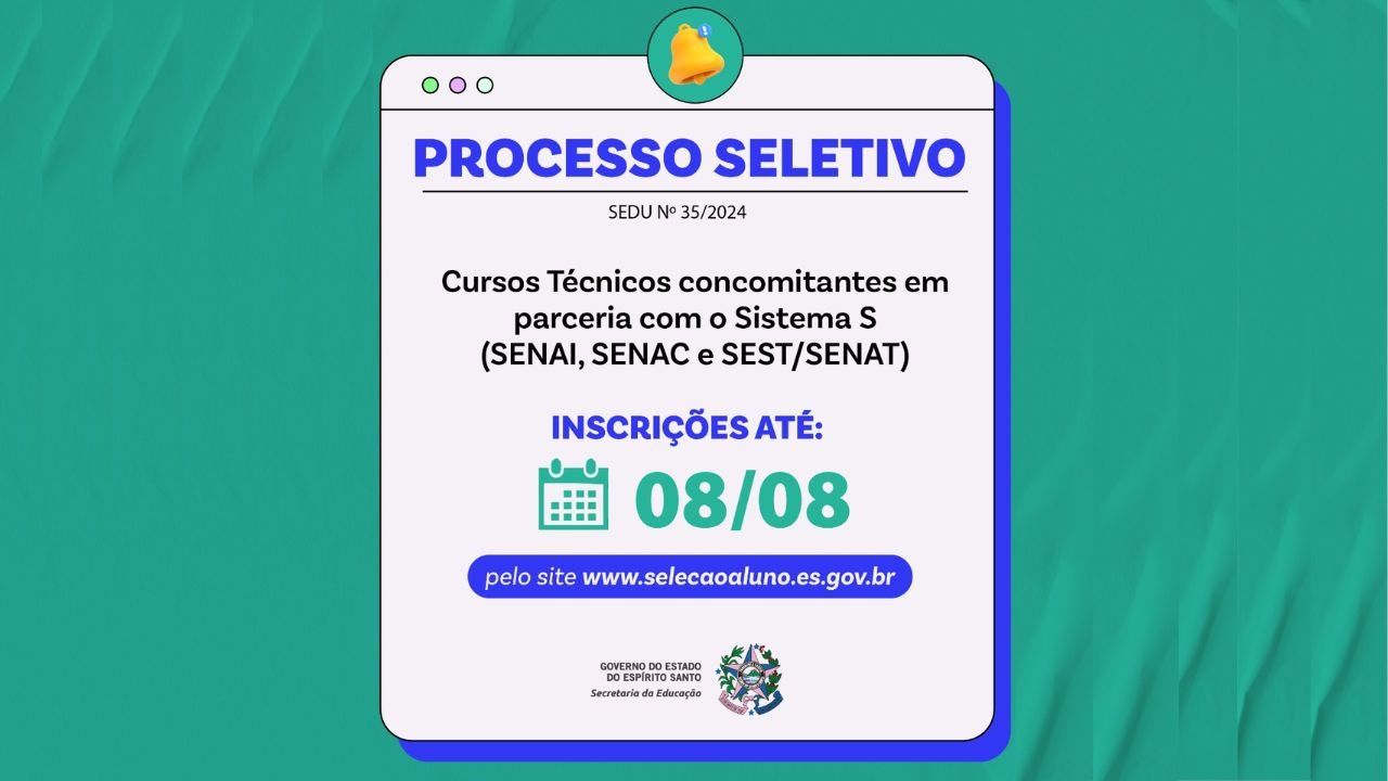 Capacitação profissional: Espírito Santo lança edital para cursos técnicos do Sistema S